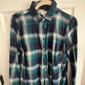 J. Crew women’s flannel Plaid Shirt - Teal and Navy